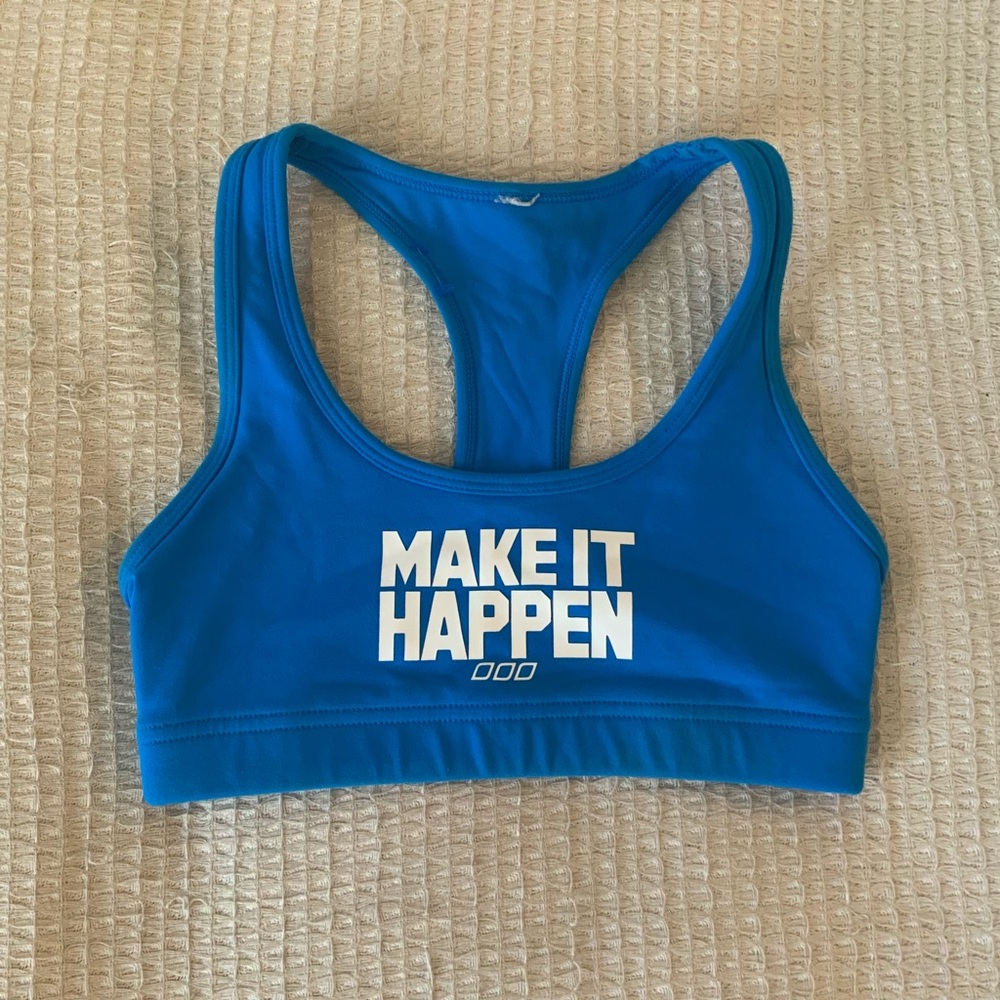 Lorna Jane Blue Make It Happen Racerback Sports Bra Crop Top XS